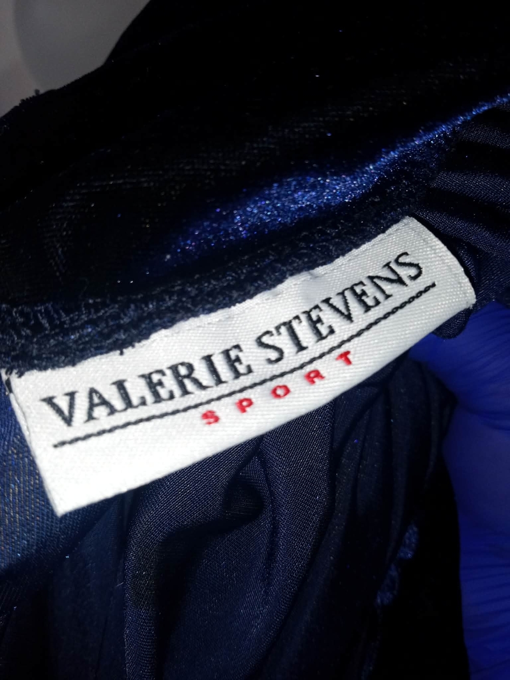 Valerie Stevens Sport Vintage Blue Velvet Long-Sleeve Maxi Dress Mock Turtleneck - Picture 4 of 6